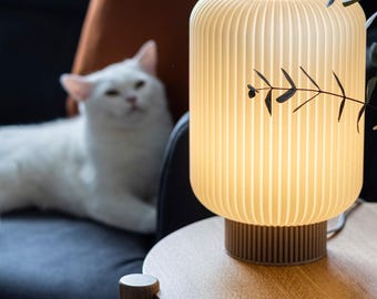 Ribbed Cylindrical Lamp, Cozy Ambient Table Light, Modern Bedside Lighting, Japandi Lighting