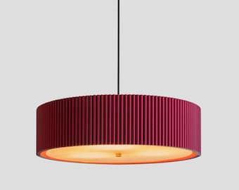 Ribbed Drum Pendant Lamp, Modern Ceiling Fixture, Round Kitchen Island & Dining Table Light