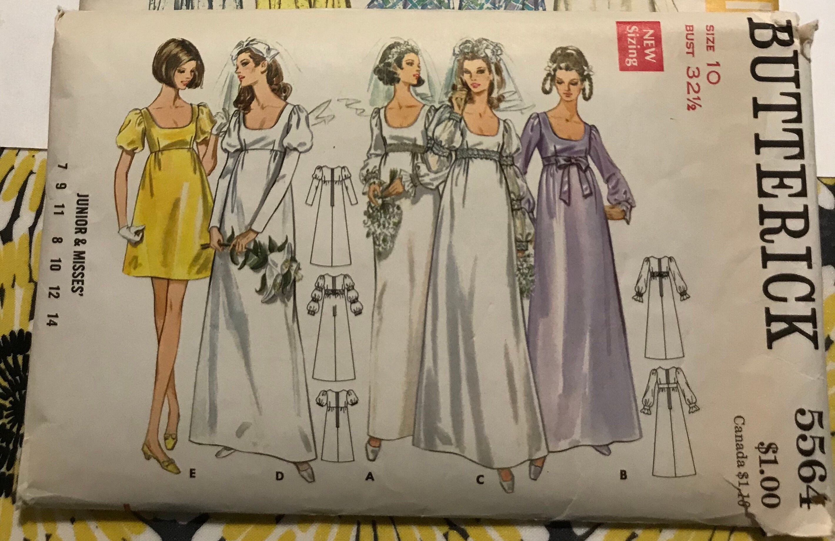 Vintage Butterick 1960 S Bridal Dress Pattern 5564 Wedding Etsy