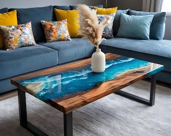 Custom Epoxy River Coffee Table, Epoxy Resin Table, Rustic Coffee Table, Wood & Resin Coffee Table, Luxury Coffee Table, Unique Coffee Table