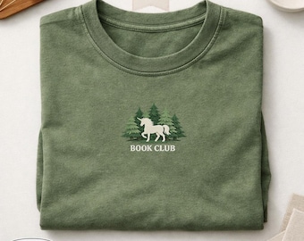 Maglietta ricamata per club del libro, maglietta per lettori di romanzi rosa, abbigliamento per appassionati di libri Comfort Colors