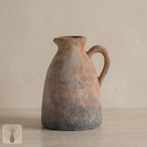 Rustic Clay Vase, Weathered Matte Finish, Mediterranean Home Decor