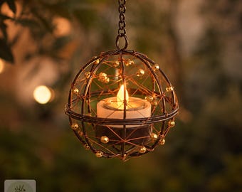 Solcellslykta med hängande lampor, set om 4, trådglobsljus med LED-motiv, bärnstensfärgad