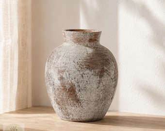 Jarrón de cerámica Wabi Sabi, tarro de cerámica texturizado mate, negro, blanco y gris.