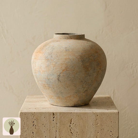 Rustic Ceramic Vases, Wabi Sabi Farmhouse Pottery Decor