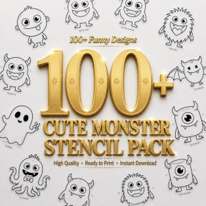 100+ Cute Monster Stencils | Funny Big Head Small Body Flash Sheets