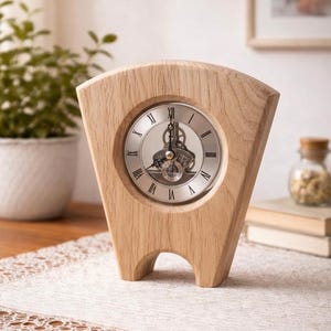 Wooden desk clock, Personalized clock, Custom table decor gift.