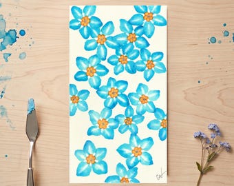 Forget-Me-Not Watercolor Painting | Blue Floral Botanical Artwork Unframed