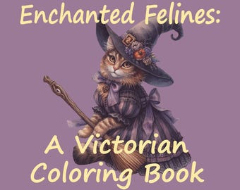 Halloween Victorian Witch Cats Coloring Pages