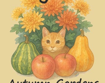 Cozy Cats & Autumn Gardens Coloring Pages 20 Images