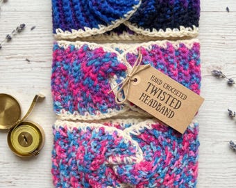 3-Pack Kids Crochet Ear Warmer Headbands 80s Unicorn Upcycled Yarn