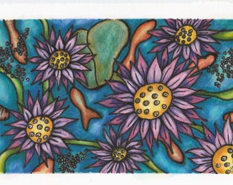 Original Not Everything is Perfect in Life Painting | 7x11 Water Lily Art | Mixed Media Botanical Artwork Unframed