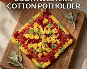 Southwestern 3-Layer Cotton Crochet Potholder Trivet