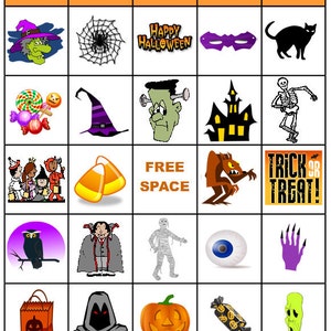 Printable Halloween Bingo Game INSTANT DOWNLOAD image 1