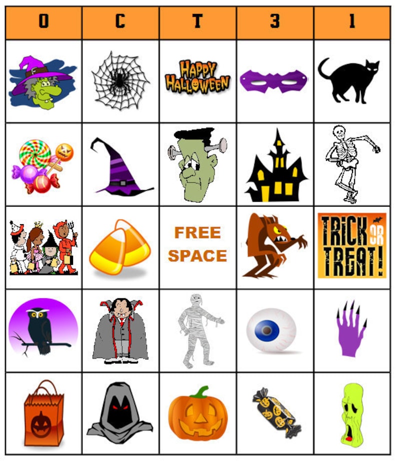 Printable Halloween Bingo Game INSTANT DOWNLOAD image 1