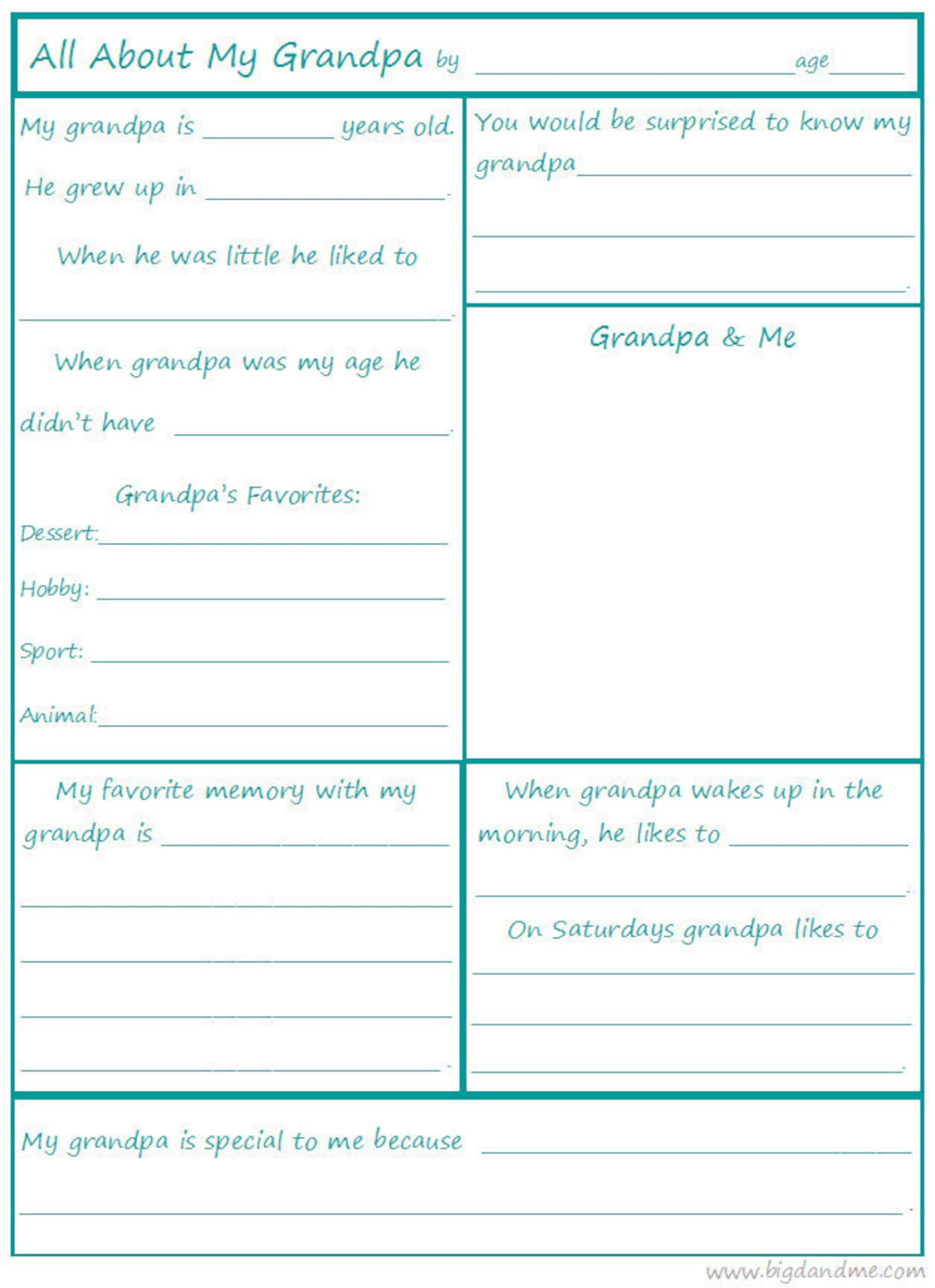 All About Grandpa - A Children's Interview - Printable - INSTANT ...