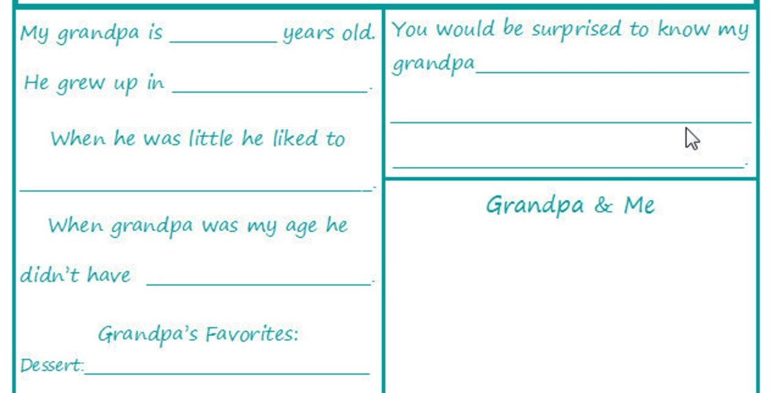 All About Grandpa A Children's Interview Printable INSTANT DOWNLOAD - Etsy