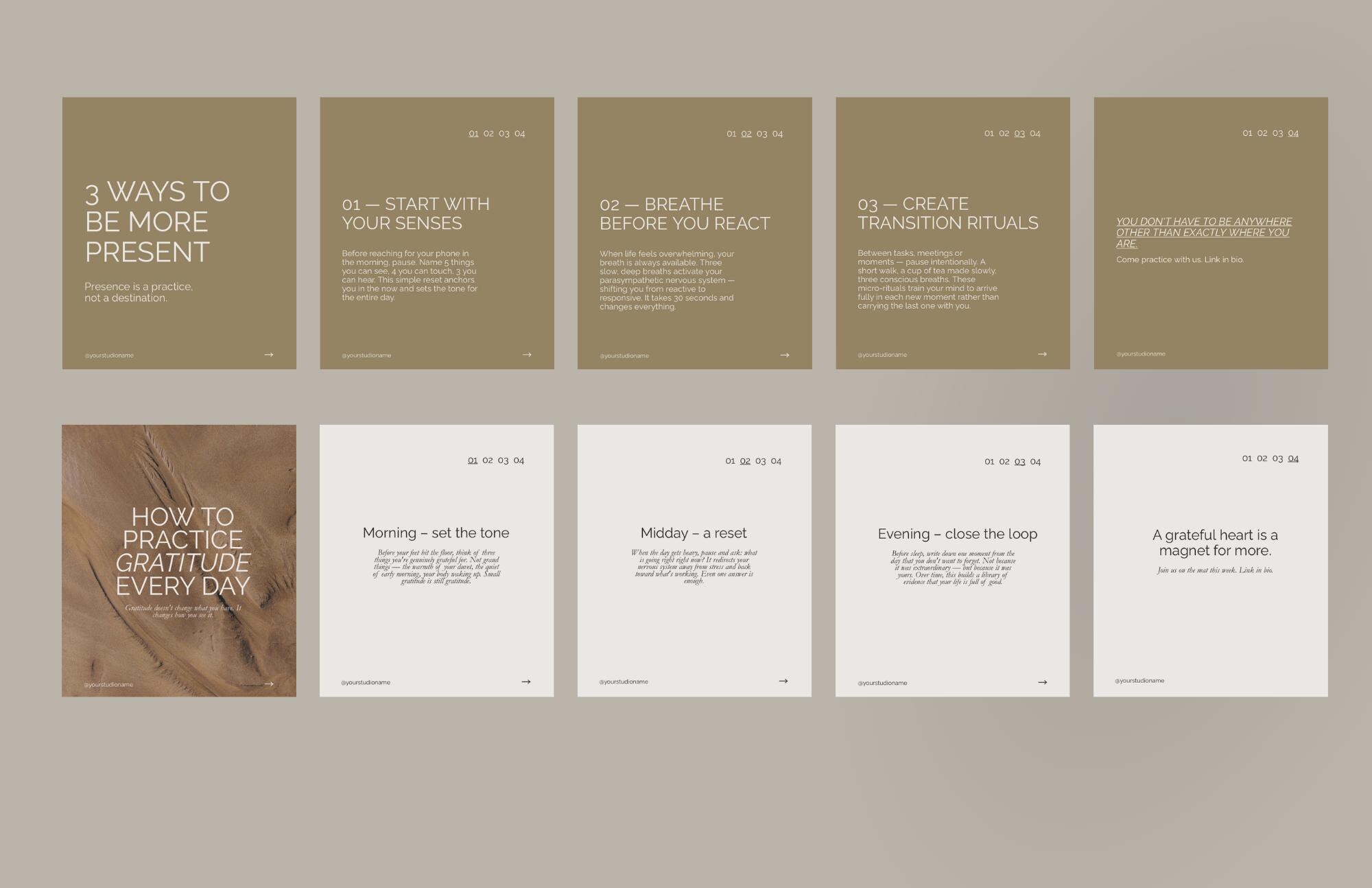 Yoga Studio Instagram Templates Canva | Wellness Social Media Kit ...