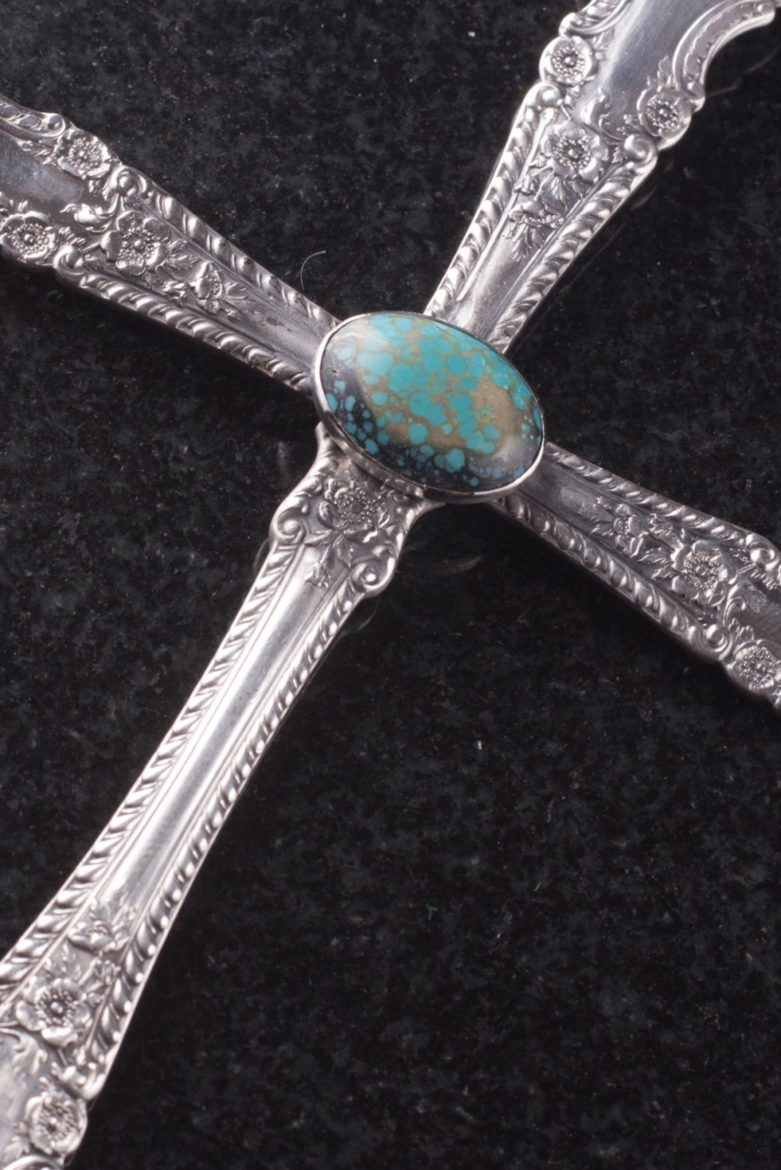 Sterling Silver and Turquoise Wall Cross Made From Antique Etsy