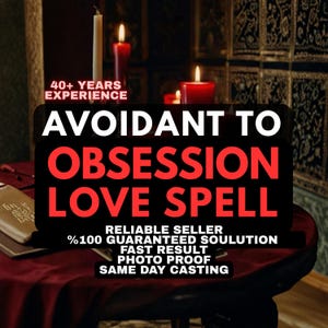 Könnte beinhalten: Ein dunkler Tisch mit rotem Tuch, drei brennenden Kerzen und einem Buch. Der Text lautet: 40+ YEARS EXPERIENCE, AVOIDANT TO OBSESSION LOVE SPELL, RELIABLE SELLER, %100 GUARANTEED SOULUTION, FAST RESULT, PHOTO PROOF, SAME DAY CASTING.