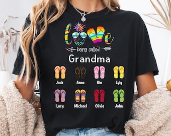 Camiseta personalizada para abuela con nombres de nietos, regalos para abuelas, regalos para el Día de la Madre, regalos para abuelos, regalos para Mimi, Nana, Gigi