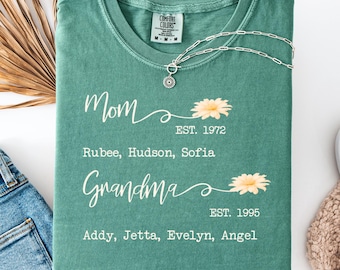 Camiseta Comfort Colors® para mamá, abuela y bisabuela, regalo de cumpleaños para abuela, anuncio de embarazo, regalo para abuela y bisabuela.