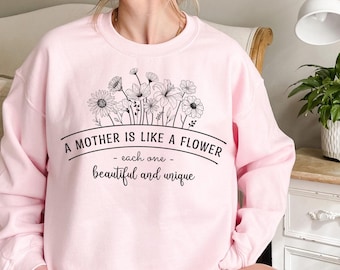 Camiseta Comfort Colors® "Mamá es como una flor" Camiseta para mamá Camiseta para el Día de la Madre Camiseta de agradecimiento a mamá Camiseta para la mejor mamá Regalo para el Día de la Madre Sudadera para mamá
