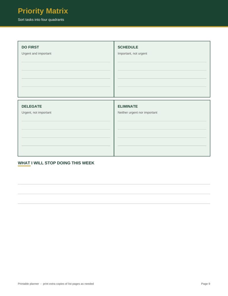 Office Planner Printable PDF - Weekly Schedule, Project Tracker ...