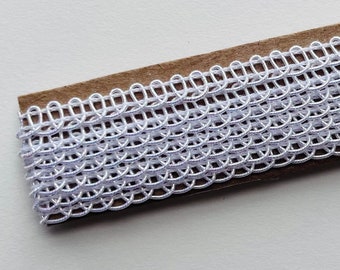 1 YARD — Irid White Loop trim, scallop loop knot, braided trim, button looping trim, button loop, loop lace