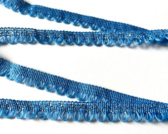 1 YARD — Vibrant Periwinkle Blue Vintage Cotton Scallop Loop Decorative Trim, Decorative Edging, Slow Stitching