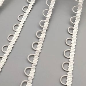 1 YARD — White Elastic Braid Stretch Loops U Shape Edge Decorative Trim Sewing Stretch Fabric Loops for Balls / Buttons (.4&quot; width)