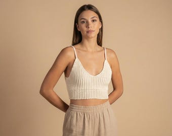 Patrón de bralette de punto, top corto de brioche ajustado y sexy para mujer (PDF)