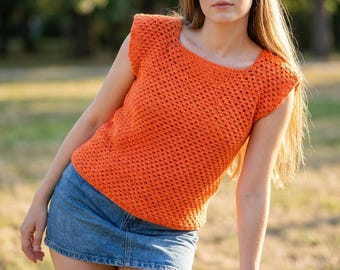 Patrón de top de crochet sin mangas, fácil para principiantes, verano, mujer (PDF)