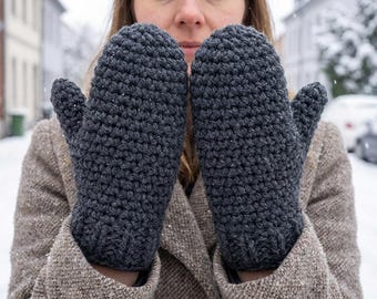 Crochet Mittens Pattern Easy Chunky Warm Winter Womens PDF