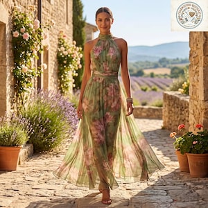 moss green floral dress Prom Dress Corset Moss Green Floral Spaghetti Straps 10 / Sample Color