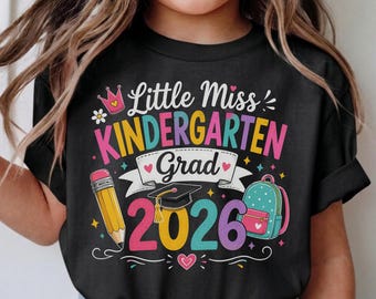 Little Miss Kindergarten Grad 2026 Shirt, Daisy Graduation Tee, Toddler Youth Outfit