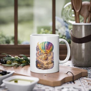 Kinder Tasse I Heißluftballon I Süße Tier Tasse I Geschenk für Kinder I Abenteuer Tasse I Kindergarten Geschenk