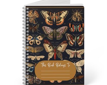 Kolekcja Vintage Butterfly | Wielokolorowy dziennik tematyczny | A5, oprawa spiralna, miękka