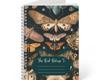 Kolekcja Vintage Butterfly | Wielokolorowy dziennik tematyczny | A5, oprawa spiralna, miękka