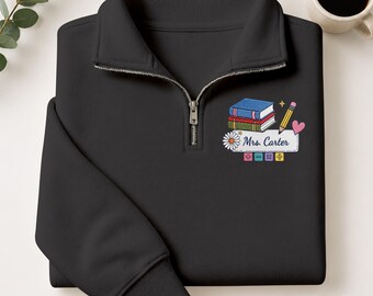 Gepersonaliseerde wiskundeleraar kwartrits, aangepaste naam leraar cadeau, grappig onderwijssweater, cadeau wiskundige