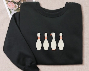 Embroidered Silly Goose Bowling Sweatshirt, Funny Bowler Crewneck, Bowling Team Gift, Spare Shirt Humor, Bowling Lovers Pullover Jumper