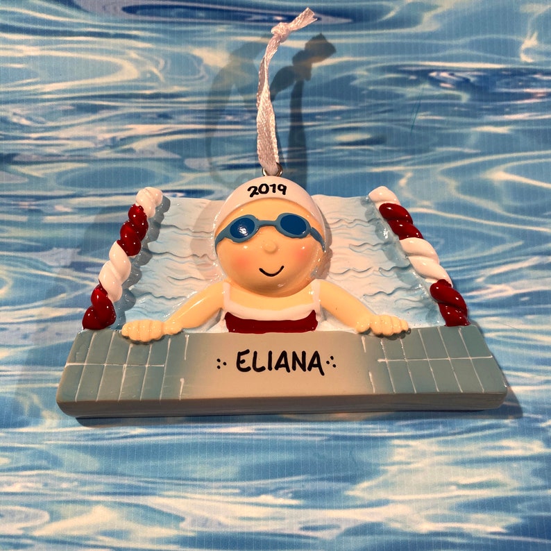 Personalized Female Swimmer Christmas Ornament Etsy
