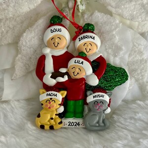 Personalized Family of 3 Carrying Christmas Tree Ornament With Optional ...