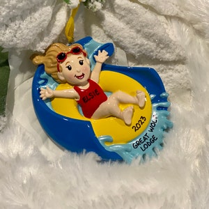 Personalized Girl Water Slide Christmas Ornament