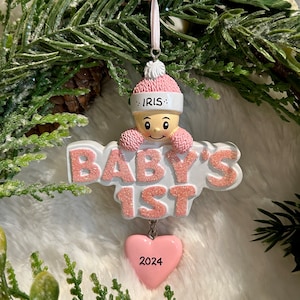 ON SALE! Personalized Baby's 1st Christmas Ornament (Girl)