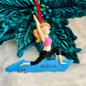Personalized Female Yoga Christmas Ornament