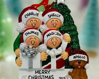 Personalized House Family of 4 Christmas Ornament With Optional Pet Dog ...