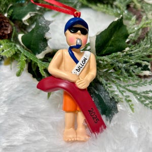 Personalized Male Boy Lifeguard Christmas Ornament