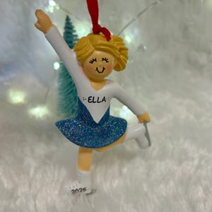 Personalized Blonde Figure Skater Christmas Ornament