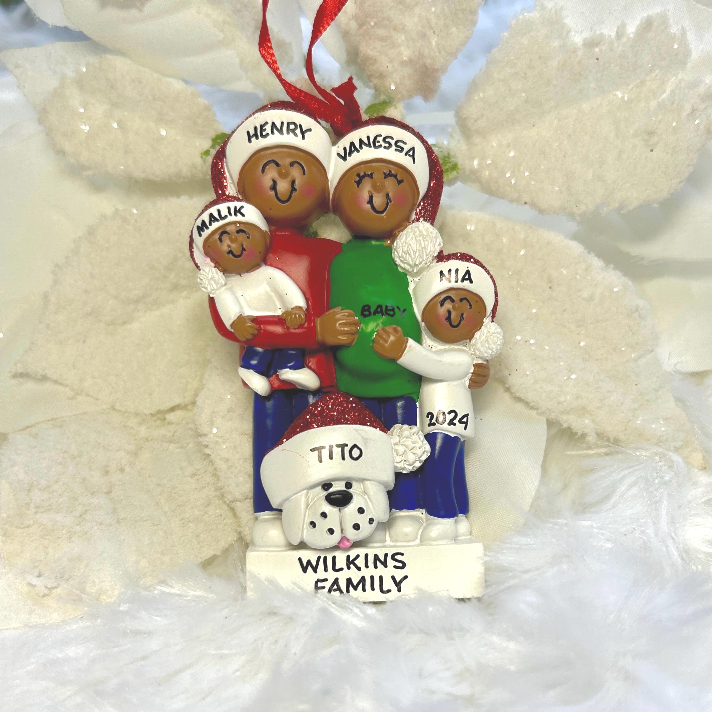 Personalized Pregnant African American Dark Skin Family 2 Children ...